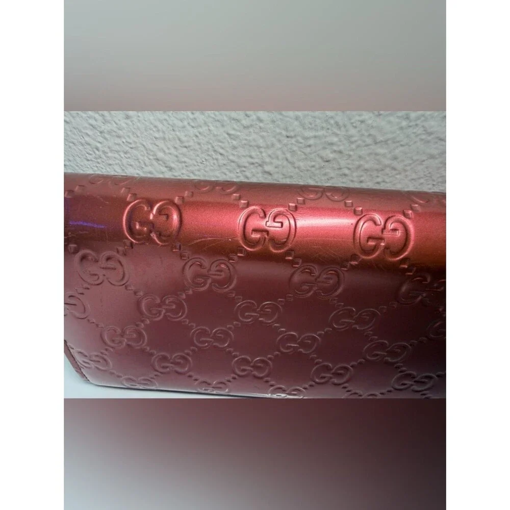 Gucci Metallic Rose Red Guccissima Continental Wallet - Picture 3 of 16